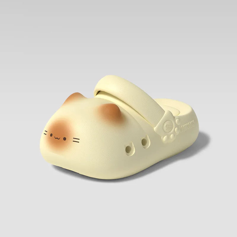 New creative black cat slippers for women summer soft cloud mules clogs woman strap sandal shoes cute kitty mary jane EVA sliper