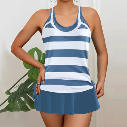 Tankini Woman Bikini Sleeveless Tank Top Skirted Bottom Bikinis Floral Print Swimsuit Pleated Skirt Two Piece Swimsuit Swimwear