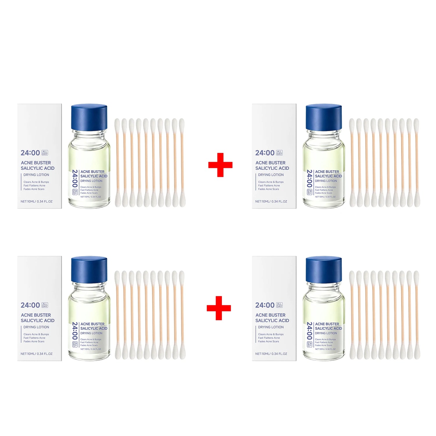Salicylic Acid Acne Drying Lotion Pimple Remover Serum Fade Marks Shrink Pores Oil Control Face Care with Swabs