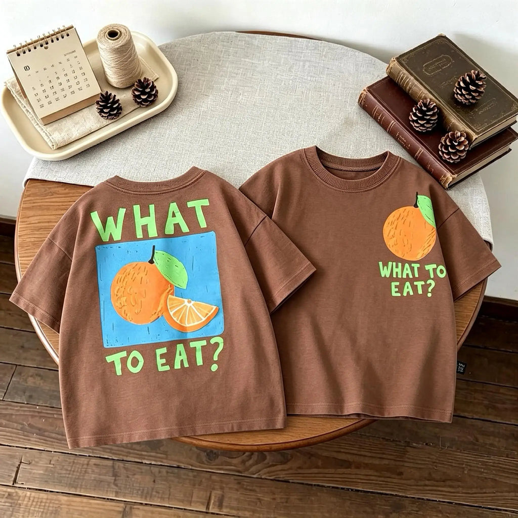 Double Side Print T-shirt For Kids Clothing Summer Simple Fashion Girl Boy Short Sleeve Tops Tees Children's Wear Casual Tshirts