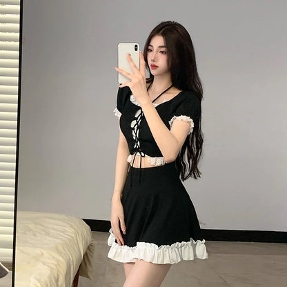 Instagram Style Women Two Piece Skirted Swimsuit Hot Spring Bathing Suit Slimming Tummy Control Fashion Beachwear