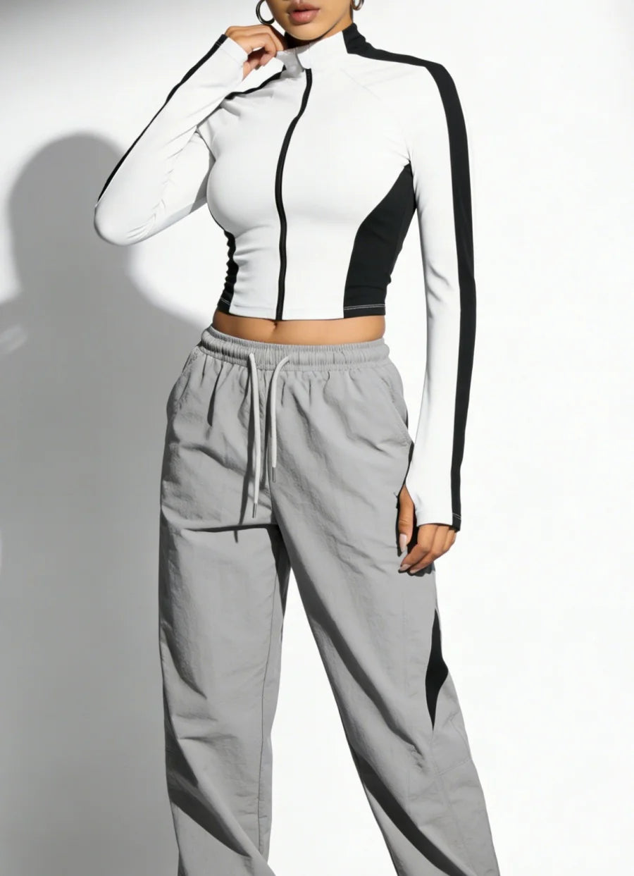 Yoga Clothes Stand Up Collar Jacket Outdoor Sports Long Sleeved Women Slim Quick Dry Zipper Cardigan Running Fitness Jacket Top