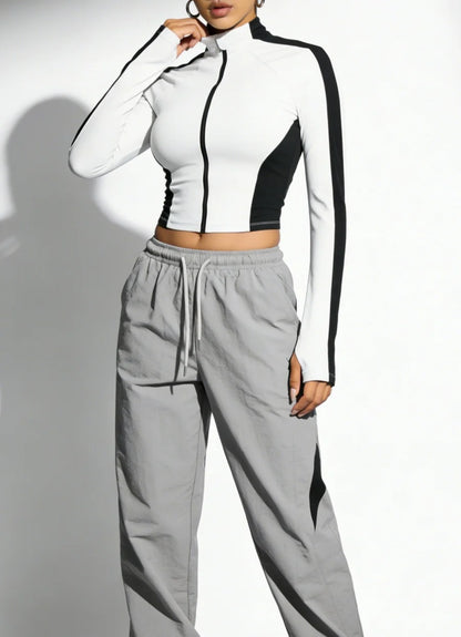 Yoga Clothes Stand Up Collar Jacket Outdoor Sports Long Sleeved Women Slim Quick Dry Zipper Cardigan Running Fitness Jacket Top