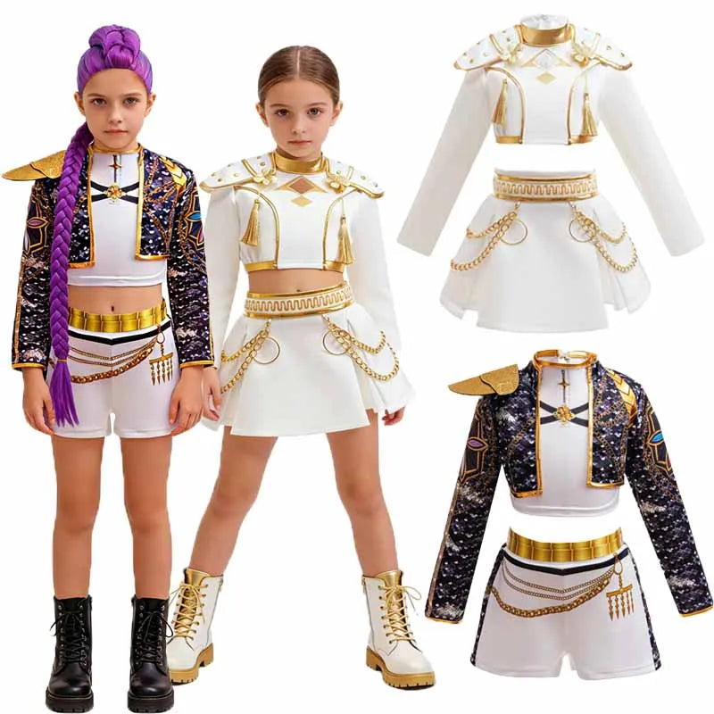New Movie Role-playing Costume Suits Kids Girls Cartoon Cosplay Sets Children Fashion Stage Performance Clothing Outfits 4-12Y