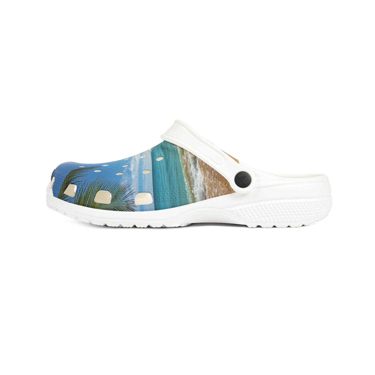 Beach Scene EVA Foam Clogs – Tropical Palm Beachprint Slip-On Shoes
