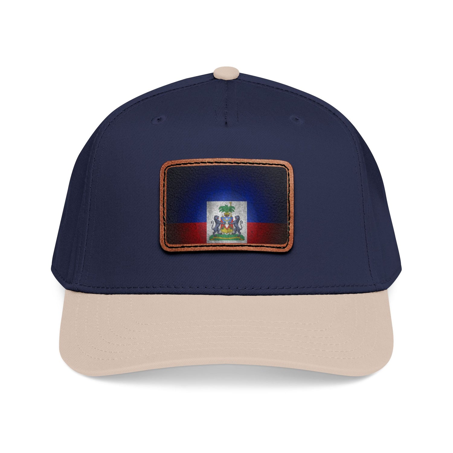 Haiti Flag Leather Patch Baseball Cap – Mid Profile Trucker Hat