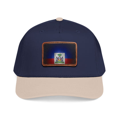 Haiti Flag Leather Patch Baseball Cap – Mid Profile Trucker Hat