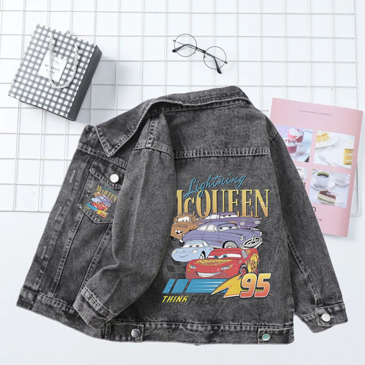 Lightning McQueen Denim Jacket for Kids 2026 Spring Autumn Baby Boys Girls Cartoon Single Breasted Jean Coats Children Clothing
