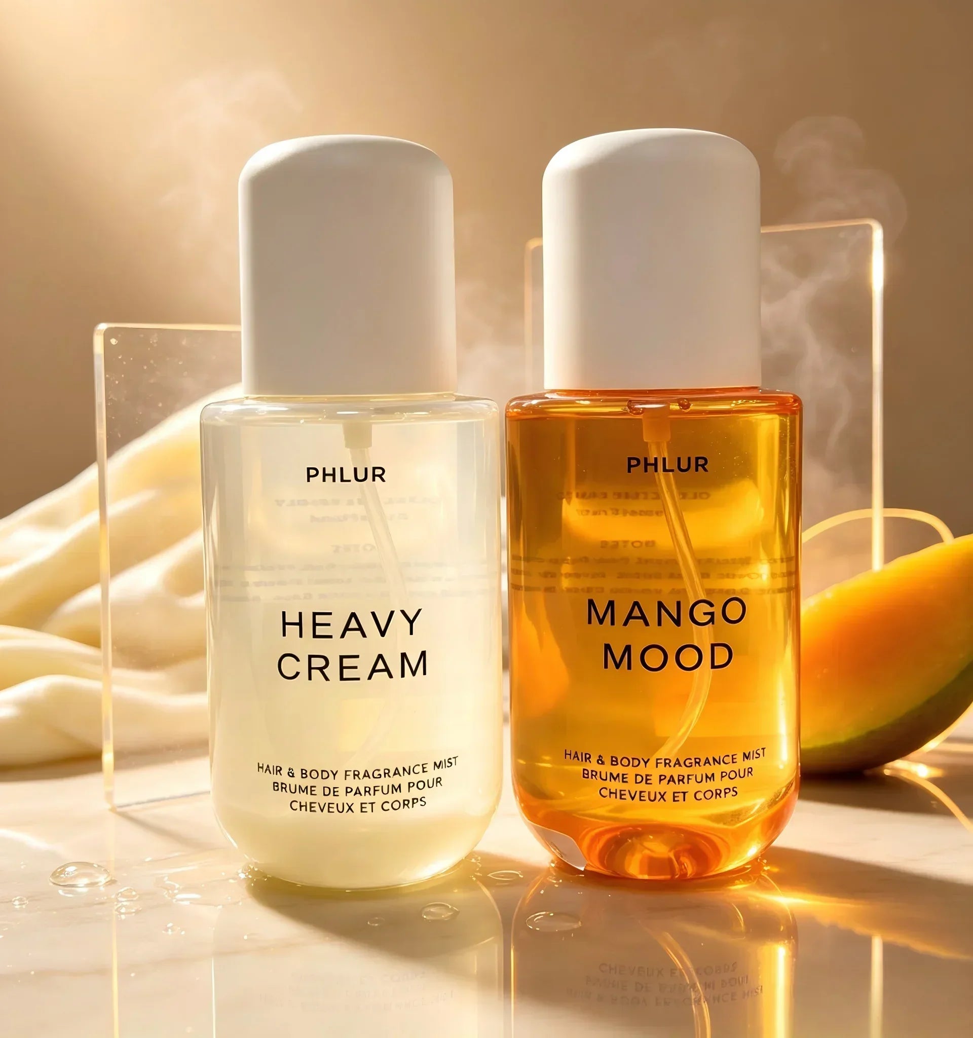 Phlur Heavy Cream + Mango Mood 50ML Hair &amp; Body Fragrance Mist Set, 2 Pack Perfume Spray Bundle