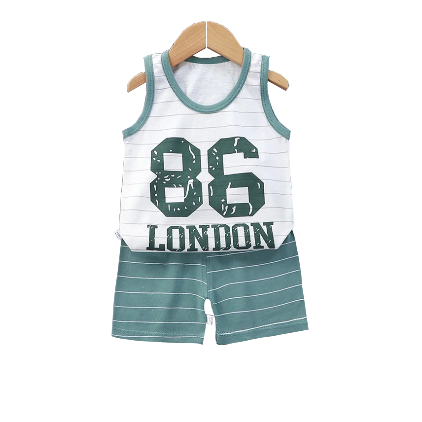 Vest+Shorts 2-Piece Clothing Set Cartoon Lion Pajamas Summer Kids Baby Boys Girls Cotton Casual Tracksuit Clothes Suit 1-6 Years