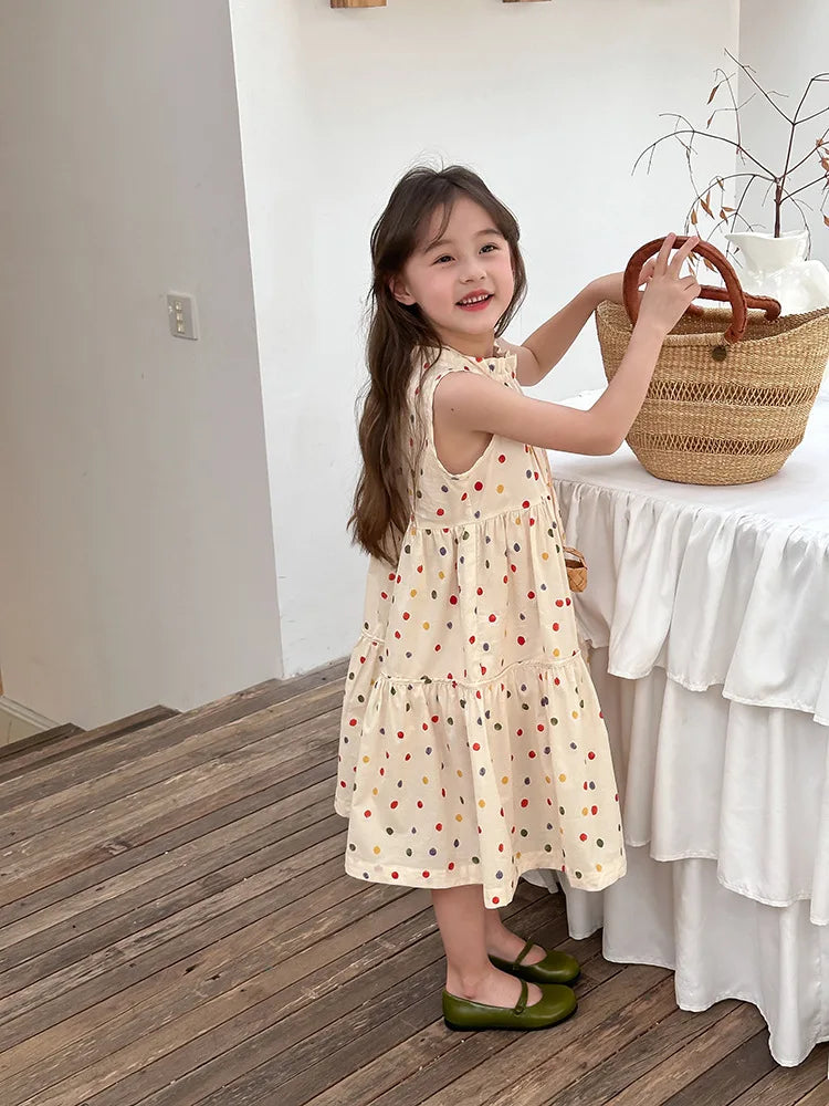 Girls Summer Polka Dot Princess Dress
