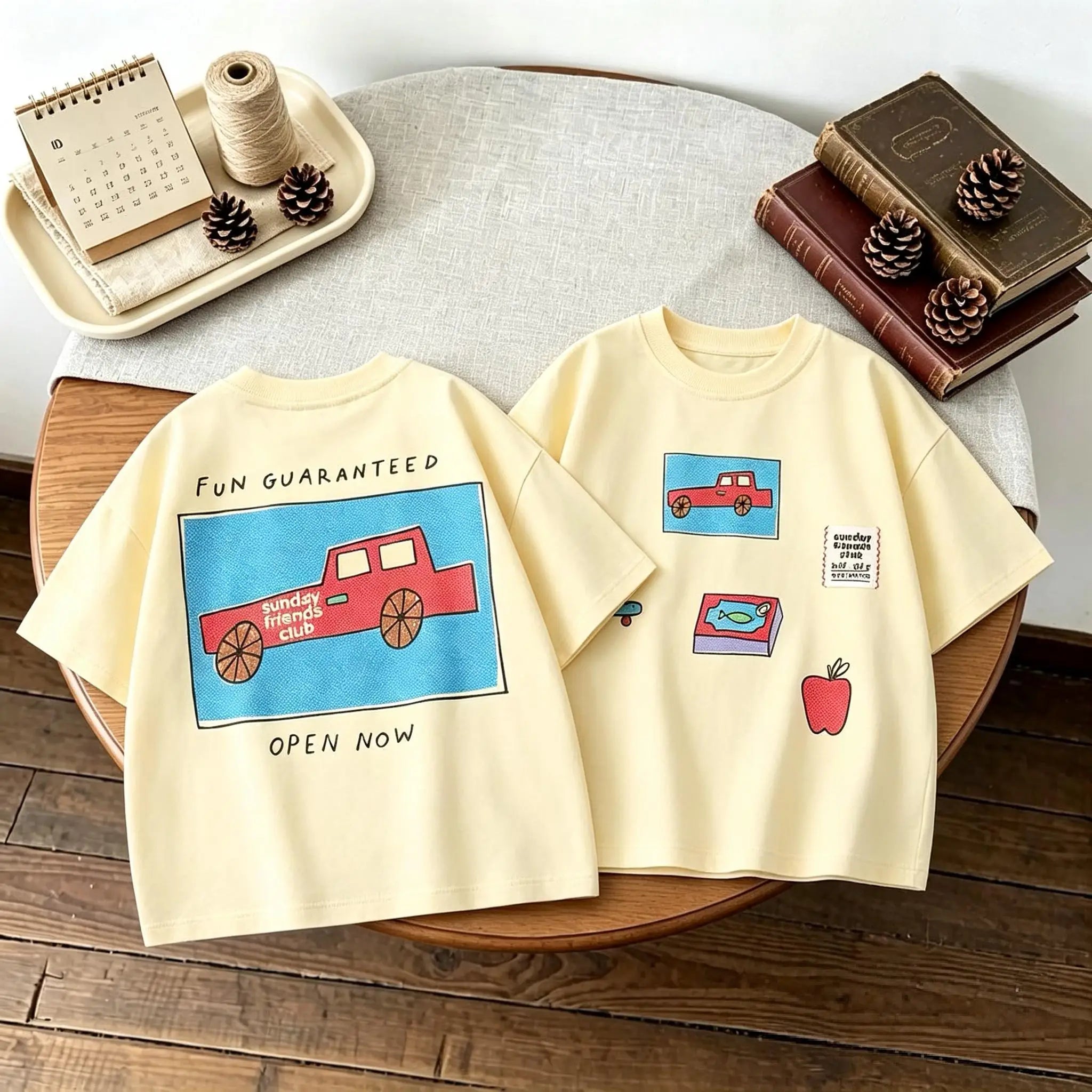Double Side Print T-shirt For Kids Clothing Summer Simple Fashion Girl Boy Short Sleeve Tops Tees Children's Wear Casual Tshirts