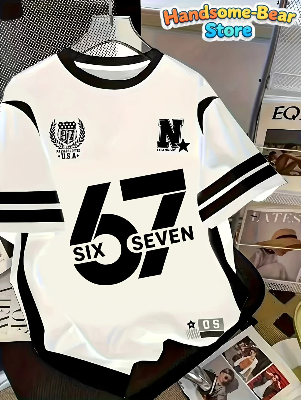 67 Meme T-Shirt for Kids Funny Digital 3D Print Number 67 Football Jersey T Shirt Loose Jersey Style Fashion Children's Clothing