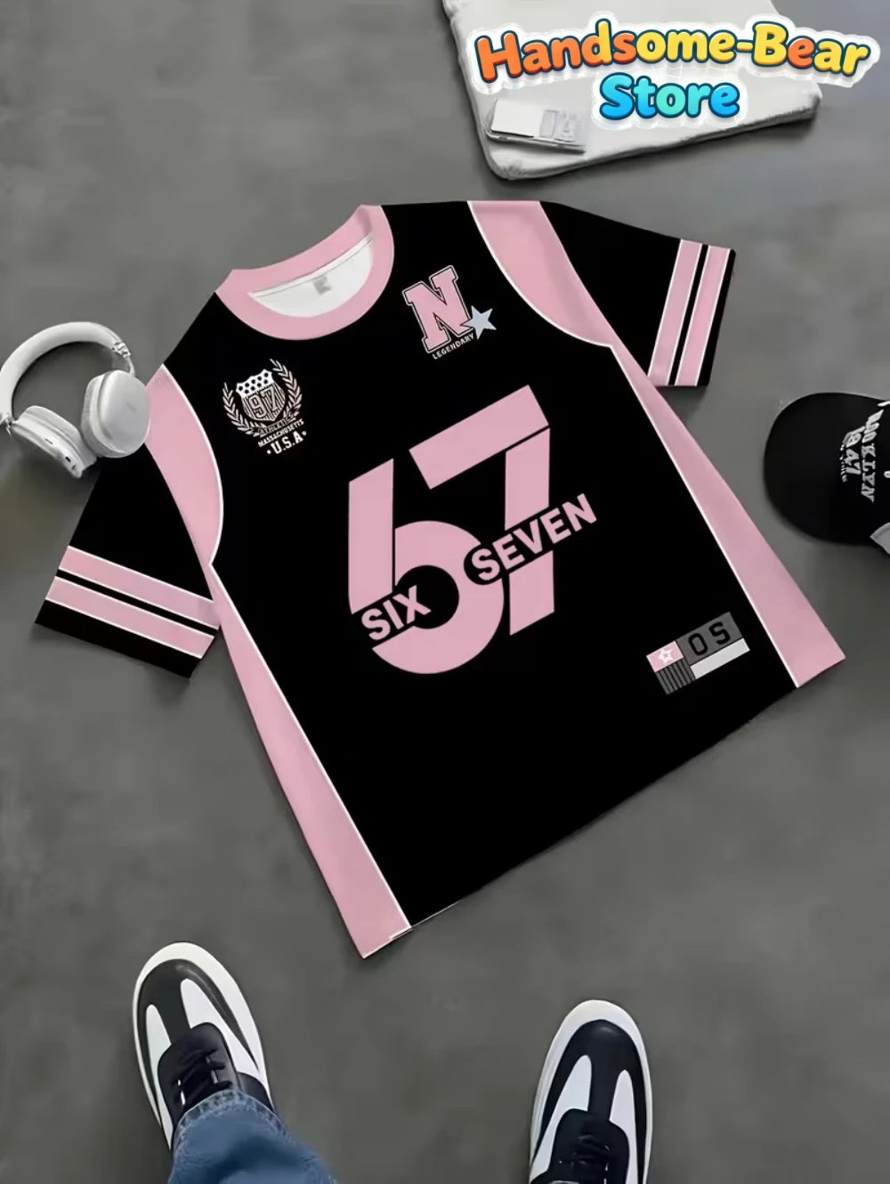 67 Meme T-Shirt for Kids Funny Digital 3D Print Number 67 Football Jersey T Shirt Loose Jersey Style Fashion Children's Clothing