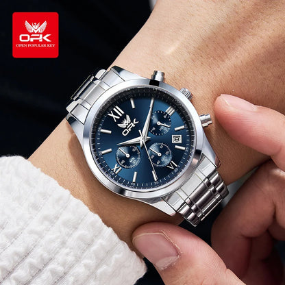 OPK 6052 Mens Watch Automatic Date Stainless steel Band High Quality Men&