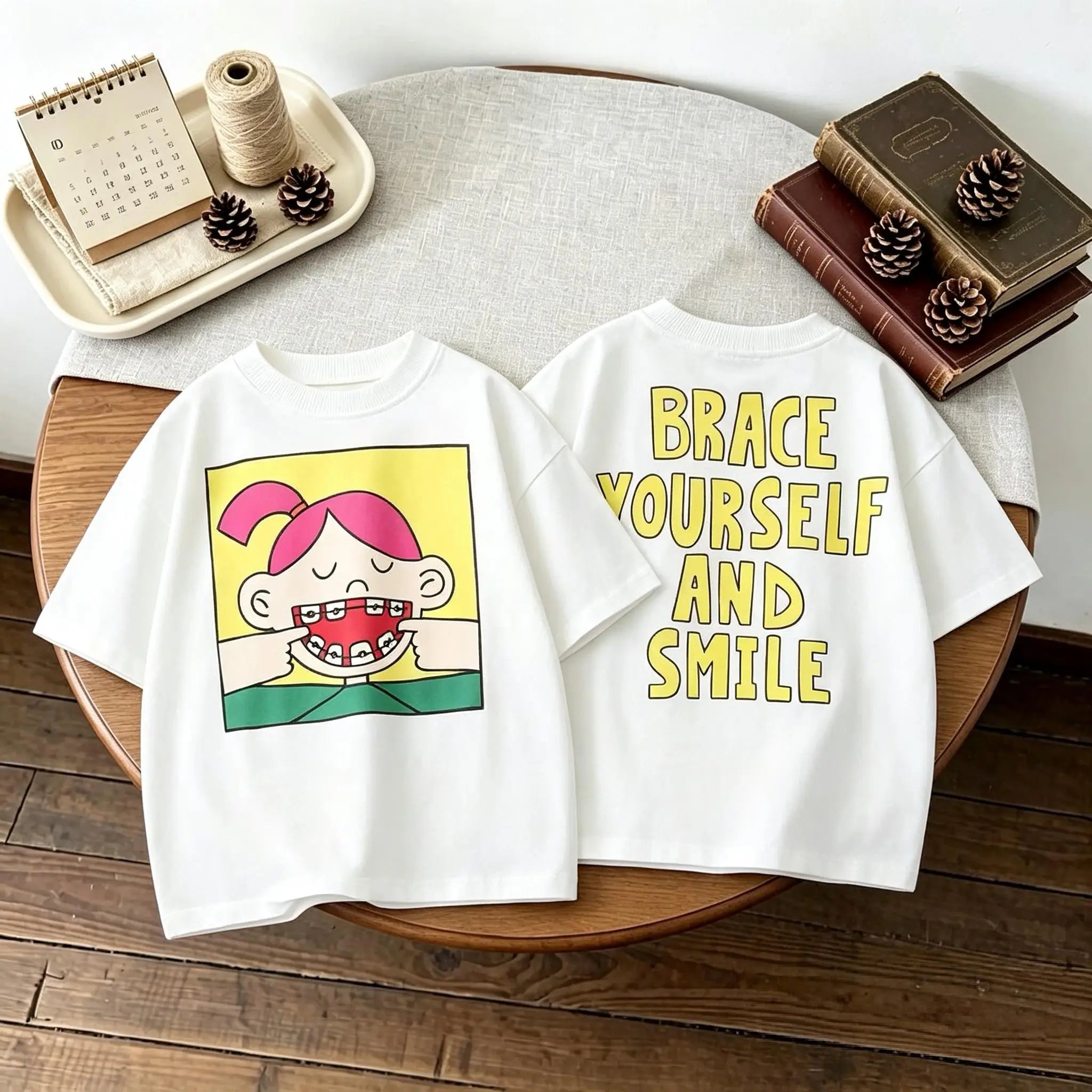 Double Side Print T-shirt For Kids Clothing Summer Simple Fashion Girl Boy Short Sleeve Tops Tees Children's Wear Casual Tshirts
