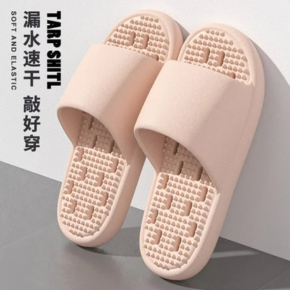 Bathroom bath anti-slip slippers, all-season indoor home leakage quick-drying thick-soled massage breathable cooling slippers