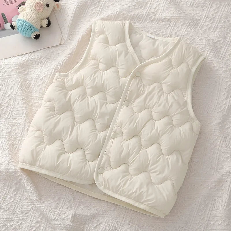 New Children Warm Cotton Vest Fashion Solid Boys Girls Baby Toddler Autumn Winter Waistcoats Casual Versatile Kids Clothing Tops