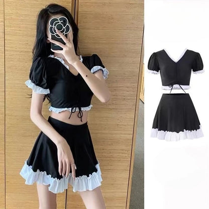 Instagram Style Women Two Piece Skirted Swimsuit Hot Spring Bathing Suit Slimming Tummy Control Fashion Beachwear