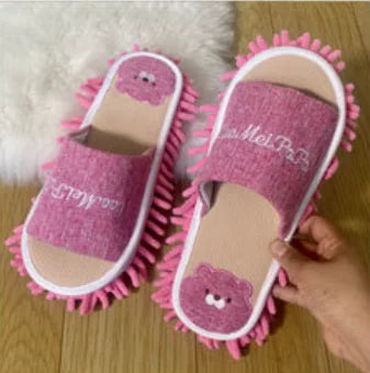 1 Pair Microfiber Cleaning Mop Slippers Washable Floor Cleaning House Mop Shoes Dusting Slippers Dirt Removal Tool Supplies