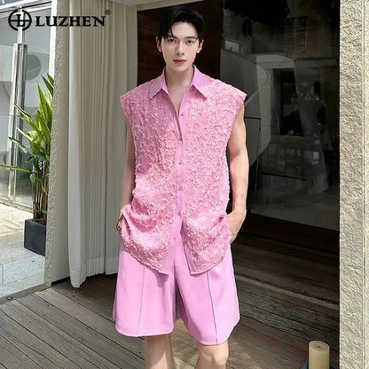 LUZHEN Tank Three-dimensional Patchwork Design Sleeveless 2025 Tops Summer Men&