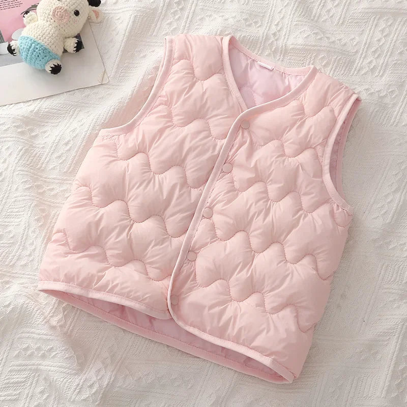 New Children Warm Cotton Vest Fashion Solid Boys Girls Baby Toddler Autumn Winter Waistcoats Casual Versatile Kids Clothing Tops