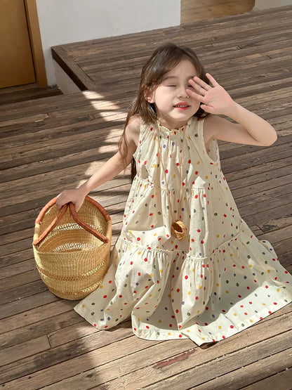 Girls Summer Polka Dot Princess Dress