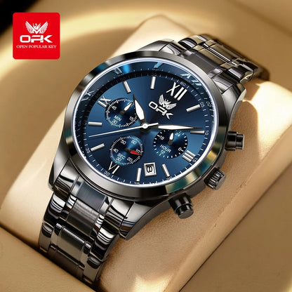 OPK 6052 Mens Watch Automatic Date Stainless steel Band High Quality Men&