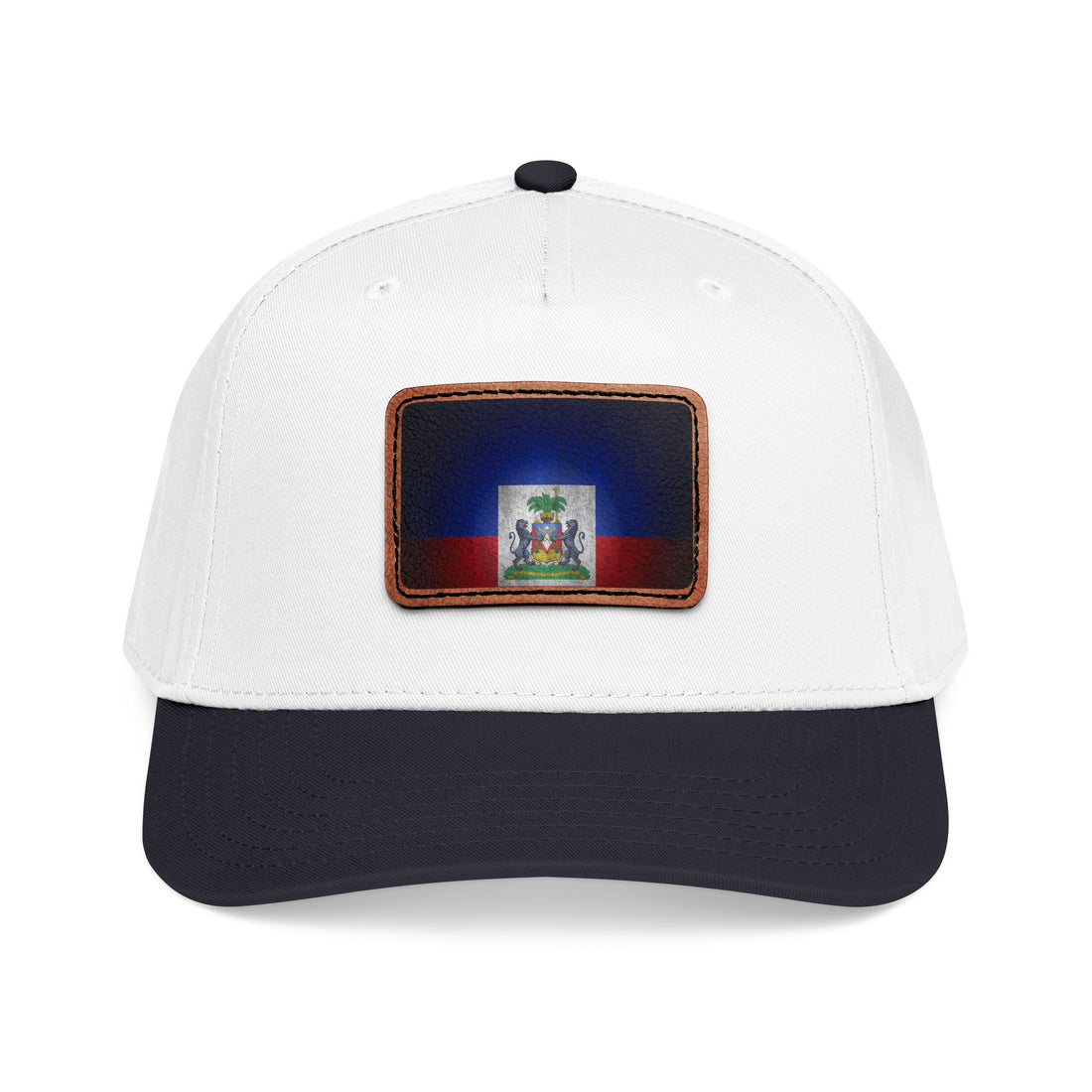 Haiti Flag Leather Patch Baseball Cap – Mid Profile Trucker Hat