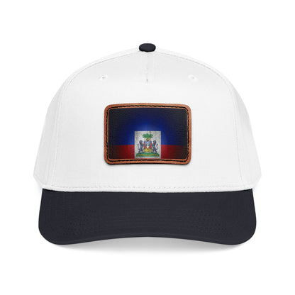 Haiti Flag Leather Patch Baseball Cap – Mid Profile Trucker Hat