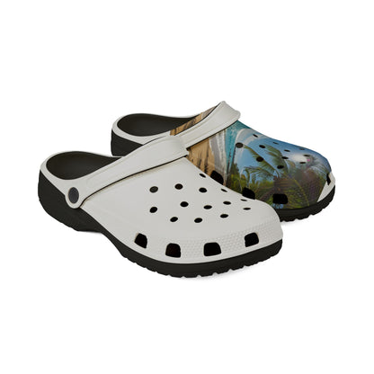 Beach Scene EVA Foam Clogs – Tropical Palm Beachprint Slip-On Shoes