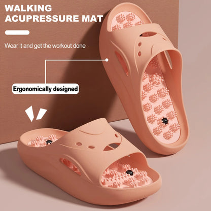 Women Men EVA Massage Slippers Thick Sole Bathroom Slides Non Slip Shower Sandals Soft Cushion Home Indoor Outdoor Beach Shoes
