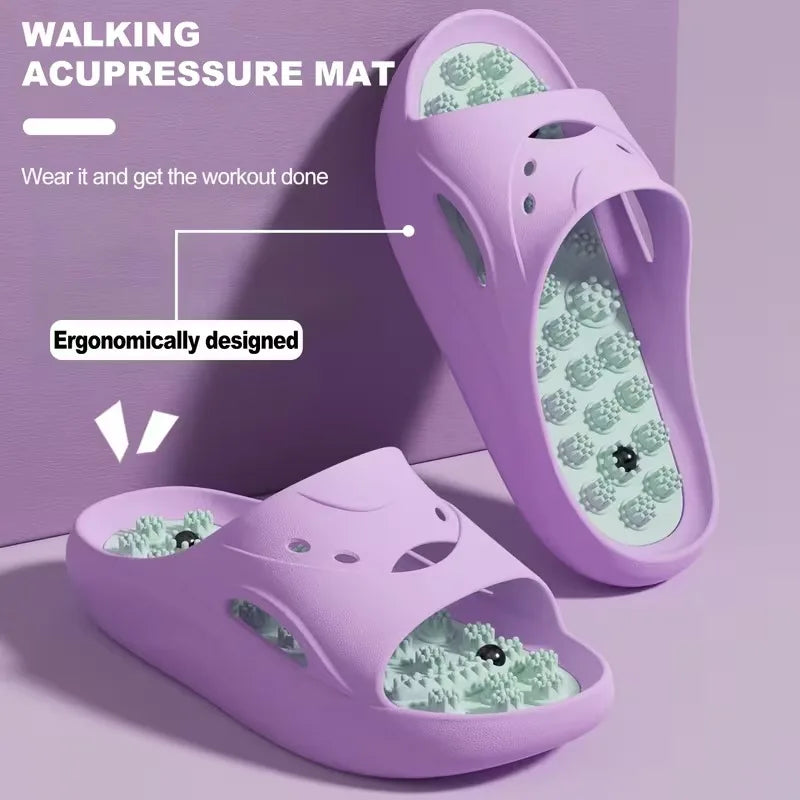 Women Men EVA Massage Slippers Thick Sole Bathroom Slides Non Slip Shower Sandals Soft Cushion Home Indoor Outdoor Beach Shoes