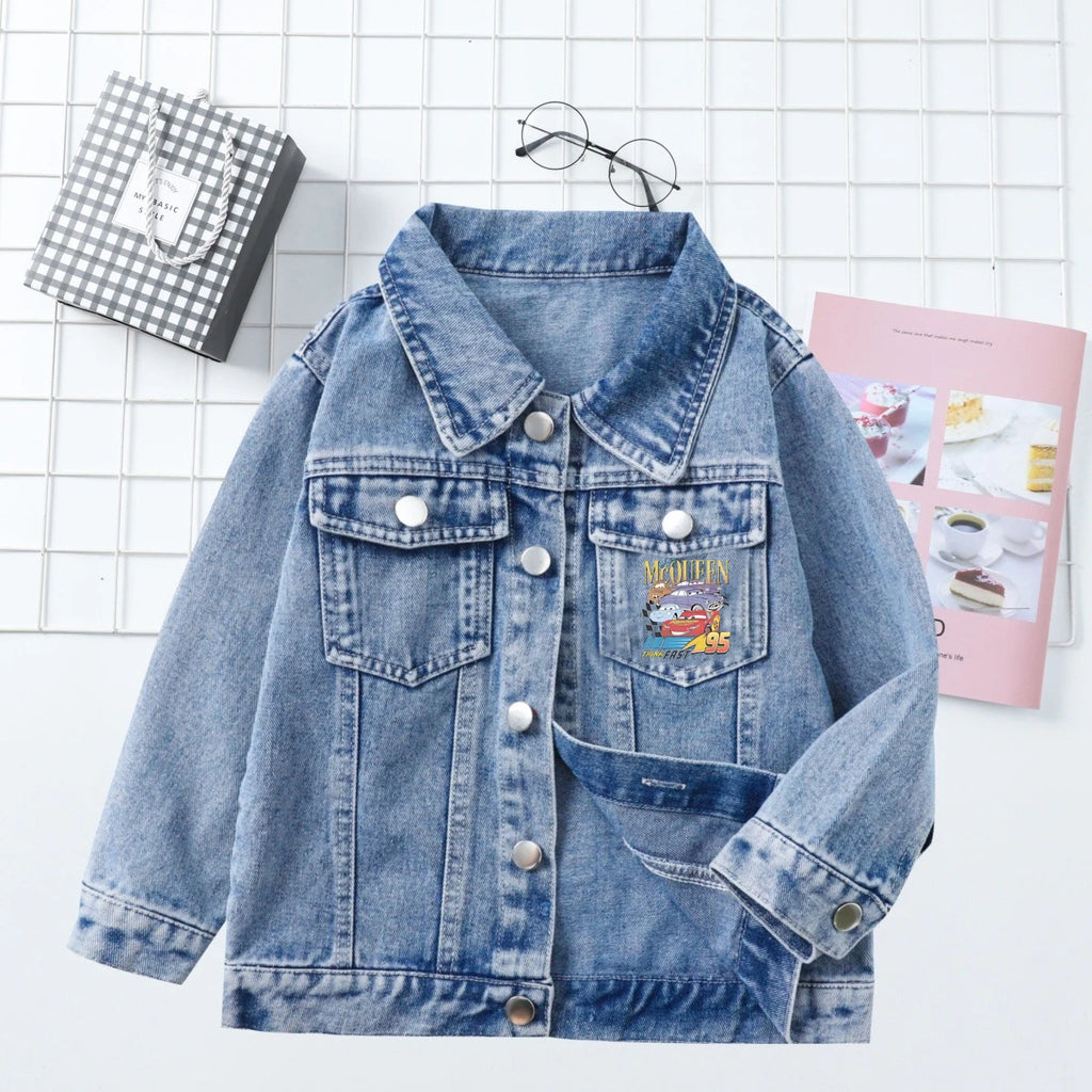 Lightning McQueen Denim Jacket for Kids 2026 Spring Autumn Baby Boys Girls Cartoon Single Breasted Jean Coats Children Clothing