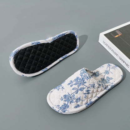 Home Indoor Slippers Soft Bottom Antislip Women Slippers Fashion Cotton Floral Floor Shoes Warm Lightweight Bedroom Slippers