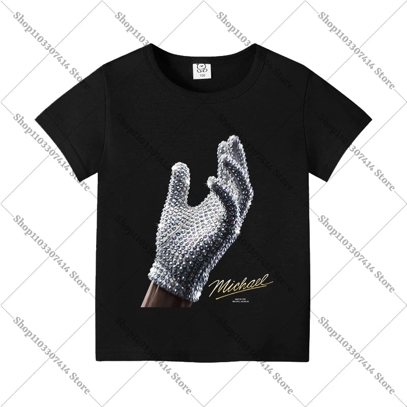Kids Anime Cute T-shirt Summer Clothing King of Pop MJ Cotton T Shirt Michael Jackson Short Sleeve Tops Fashion Casual Tee Gifts