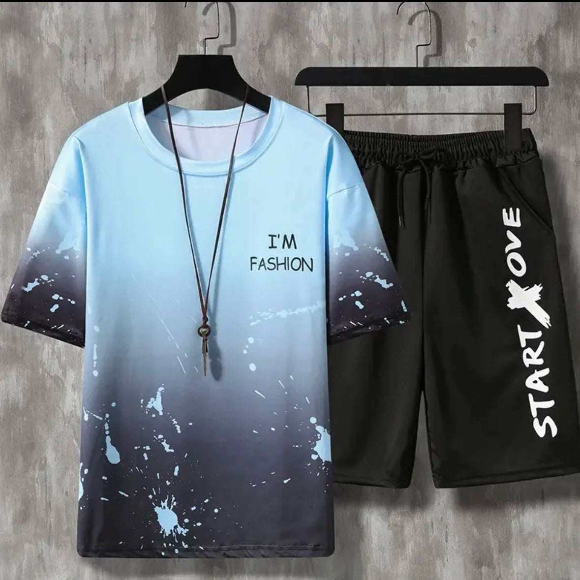 New hot-selling summer couple ice silk set, loose Korean-style casual unisex sports T-shirt and shorts, fashionable quick-dry