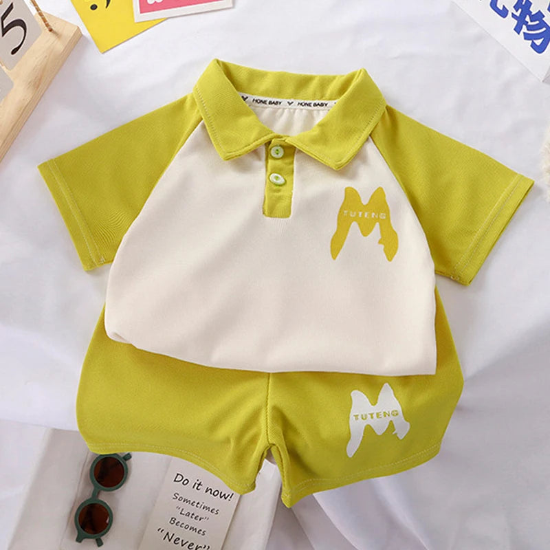 Children Clothing  Kids Clothes Quick Drying Polo Shirt Sets Boys T-shirt Shorts Summer Cotton Short Sleeve Fashion Suit2PCS