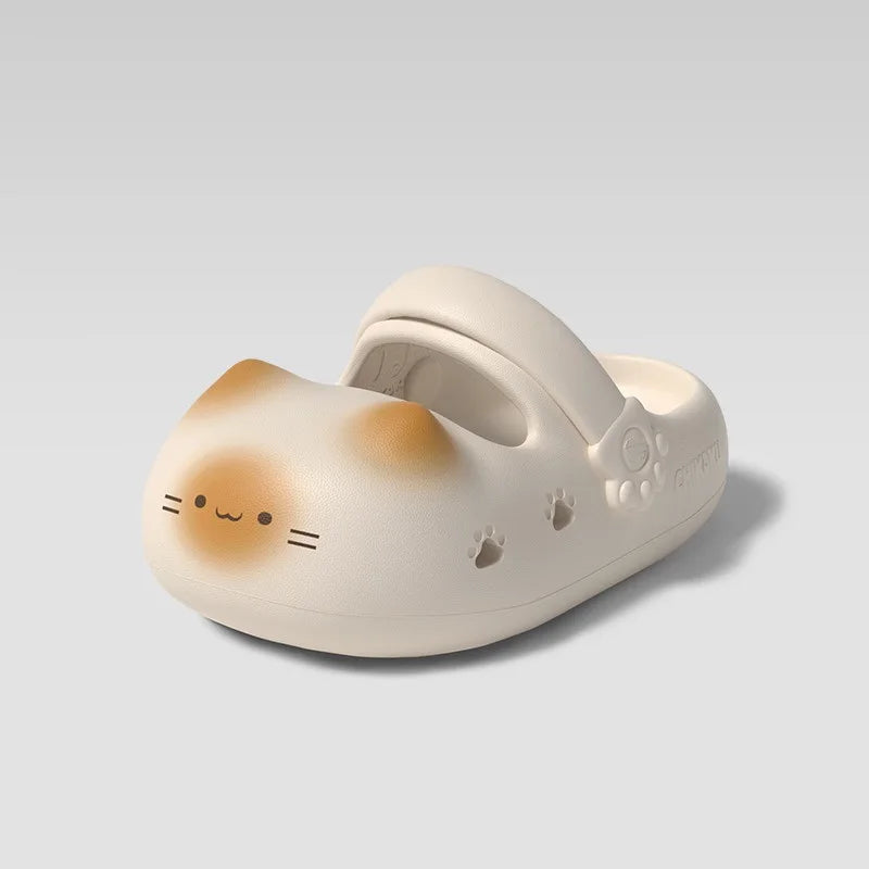 New creative black cat slippers for women summer soft cloud mules clogs woman strap sandal shoes cute kitty mary jane EVA sliper
