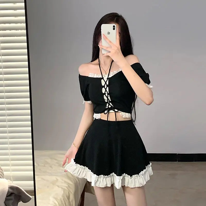 Instagram Style Women Two Piece Skirted Swimsuit Hot Spring Bathing Suit Slimming Tummy Control Fashion Beachwear