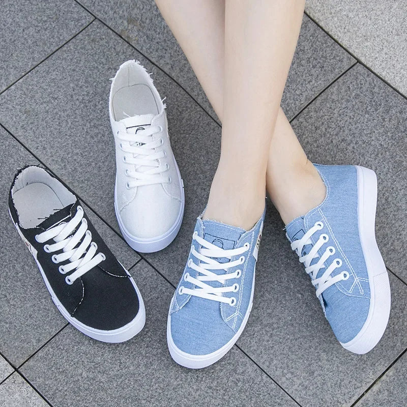 2026 Spring Summer Women Canvas Sneaker Low Top Denim Sneakers Ladies Popular Flat Canvas Board Shoes Female Sapatos Femininos