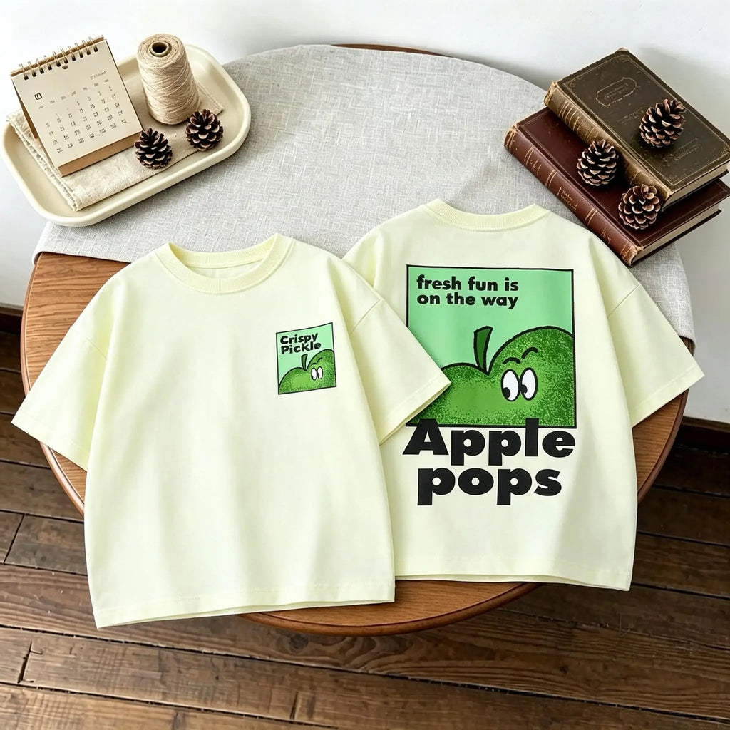 Double Side Print T-shirt For Kids Clothing Summer Simple Fashion Girl Boy Short Sleeve Tops Tees Children's Wear Casual Tshirts