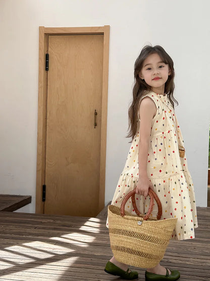 Girls Summer Polka Dot Princess Dress