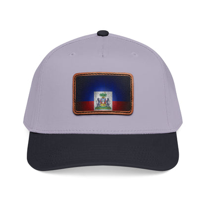 Haiti Flag Leather Patch Baseball Cap – Mid Profile Trucker Hat