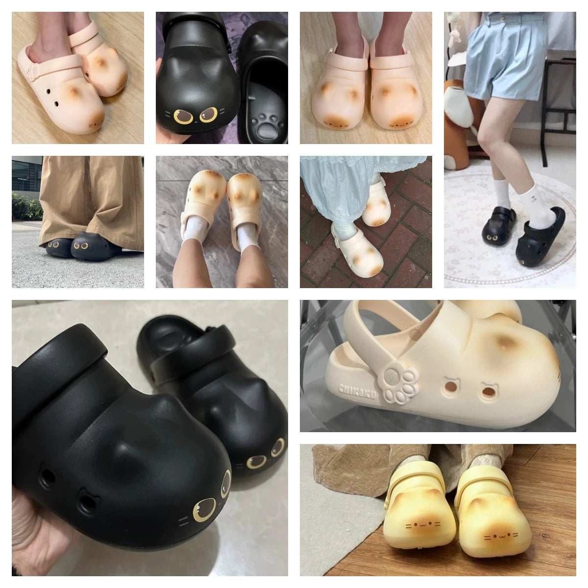 New creative black cat slippers for women summer soft cloud mules clogs woman strap sandal shoes cute kitty mary jane EVA sliper