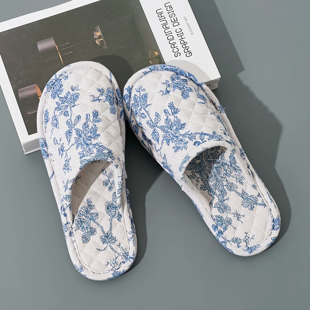 Home Indoor Slippers Soft Bottom Antislip Women Slippers Fashion Cotton Floral Floor Shoes Warm Lightweight Bedroom Slippers