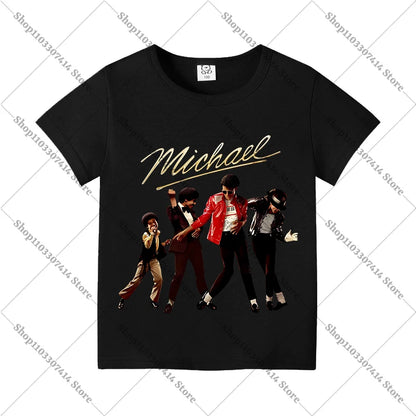 Kids Anime Cute T-shirt Summer Clothing King of Pop MJ Cotton T Shirt Michael Jackson Short Sleeve Tops Fashion Casual Tee Gifts