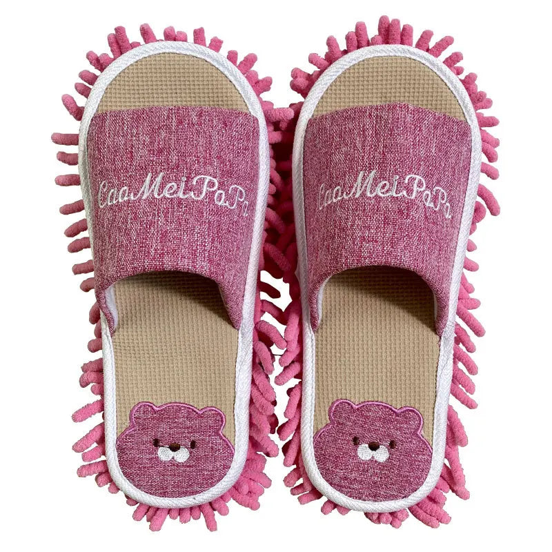 1 Pair Microfiber Cleaning Mop Slippers Washable Floor Cleaning House Mop Shoes Dusting Slippers Dirt Removal Tool Supplies