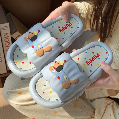 Cartoon Hot Dog Slippers for Women - Soft Anti-Slide Indoor/Outdoor Summer Sandals, Cute Couple Home Shoes