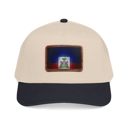 Haiti Flag Leather Patch Baseball Cap – Mid Profile Trucker Hat